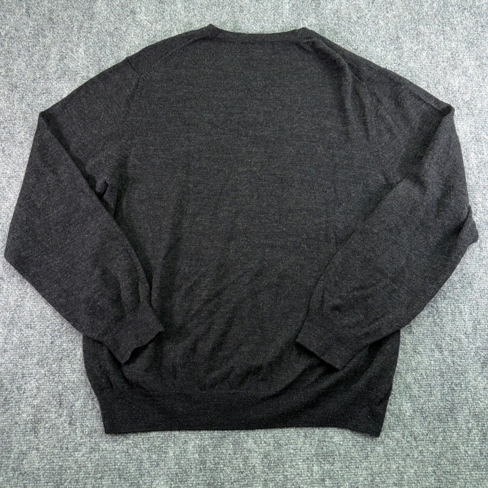 Garret Scott Sweater‎ Mens Extra Large Charcoal Extra Fine Merino Wool V Neck - Picture 8 of 9